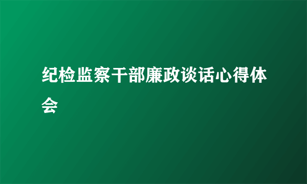 纪检监察干部廉政谈话心得体会