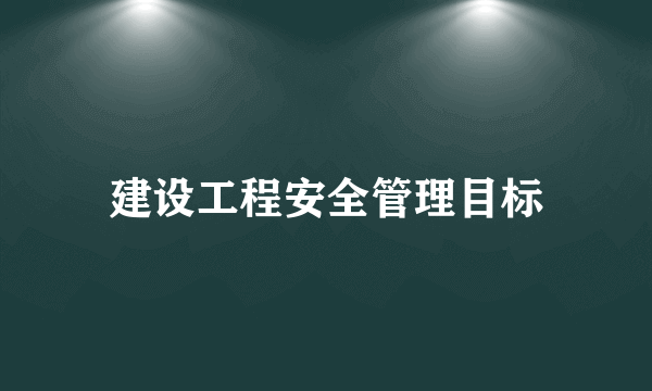 建设工程安全管理目标