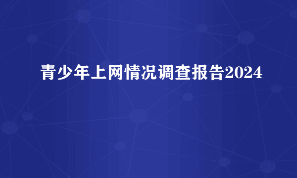 青少年上网情况调查报告2024