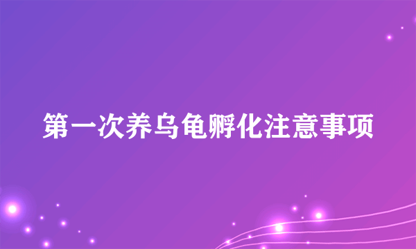 第一次养乌龟孵化注意事项