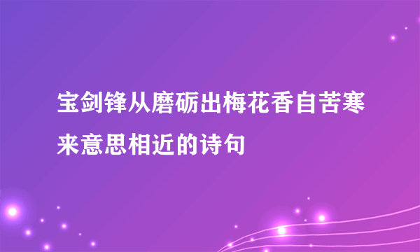 宝剑锋从磨砺出梅花香自苦寒来意思相近的诗句