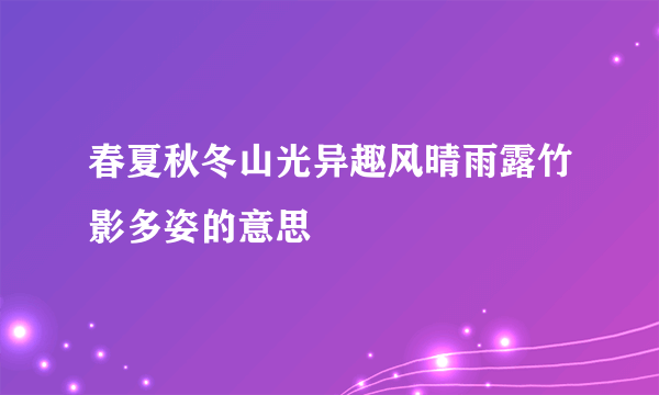 春夏秋冬山光异趣风晴雨露竹影多姿的意思
