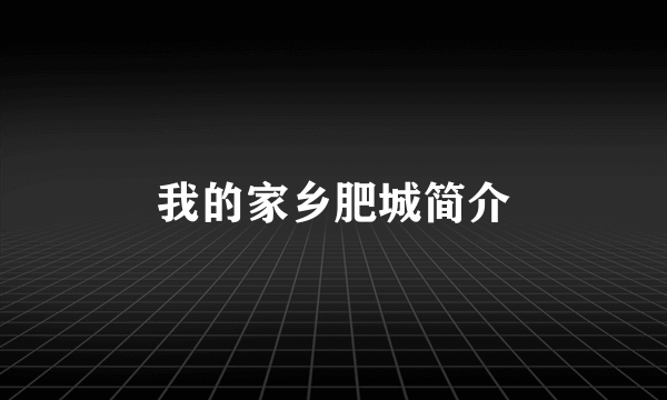 我的家乡肥城简介