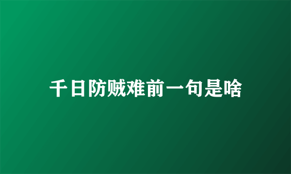 千日防贼难前一句是啥