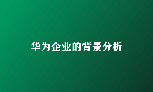 华为企业的背景分析