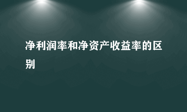 净利润率和净资产收益率的区别