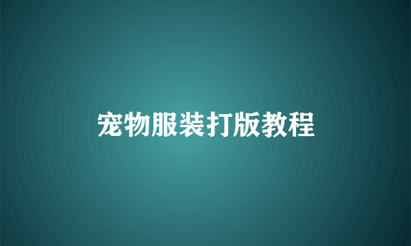 宠物服装打版教程