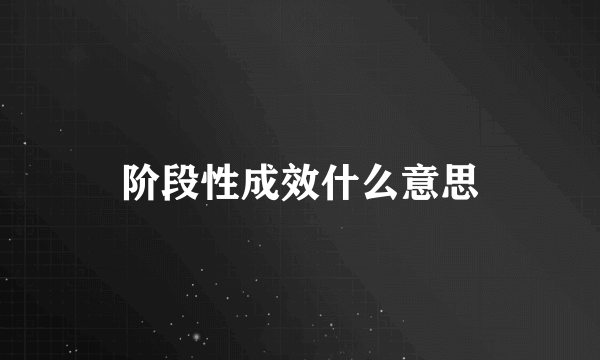阶段性成效什么意思