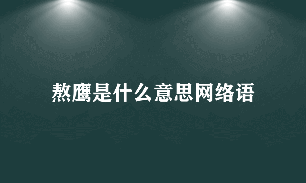 熬鹰是什么意思网络语