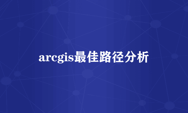 arcgis最佳路径分析