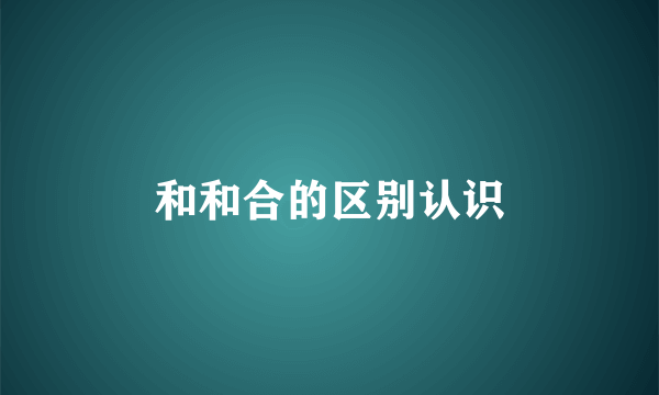 和和合的区别认识
