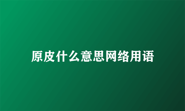 原皮什么意思网络用语