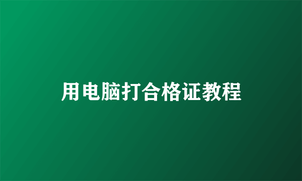 用电脑打合格证教程