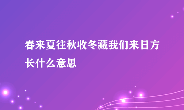 春来夏往秋收冬藏我们来日方长什么意思
