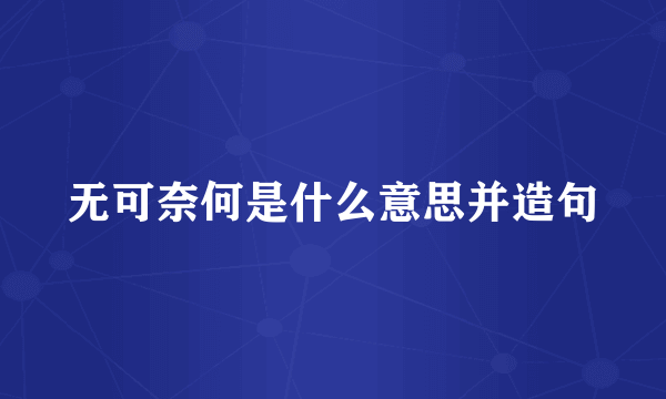 无可奈何是什么意思并造句