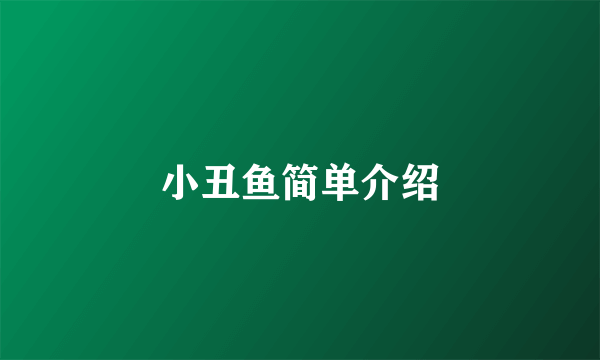 小丑鱼简单介绍