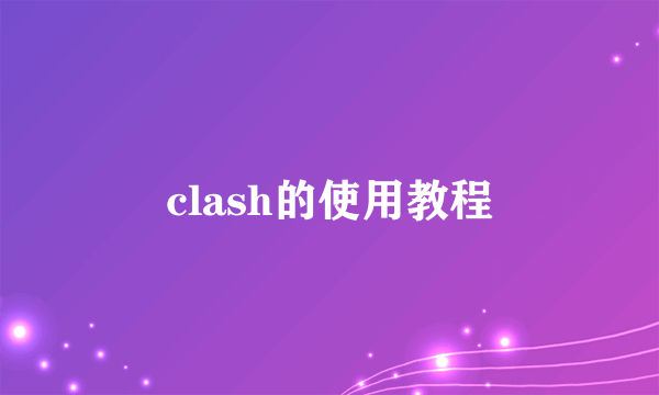 clash的使用教程