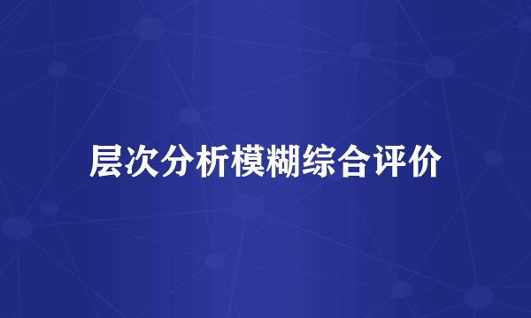 层次分析模糊综合评价