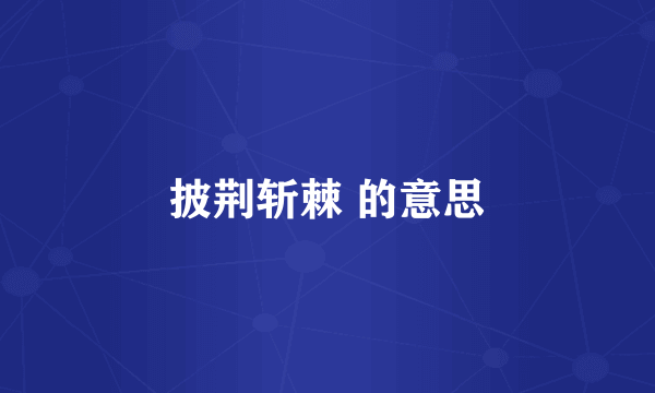披荆斩棘 的意思