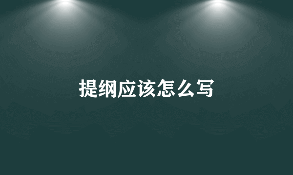 提纲应该怎么写