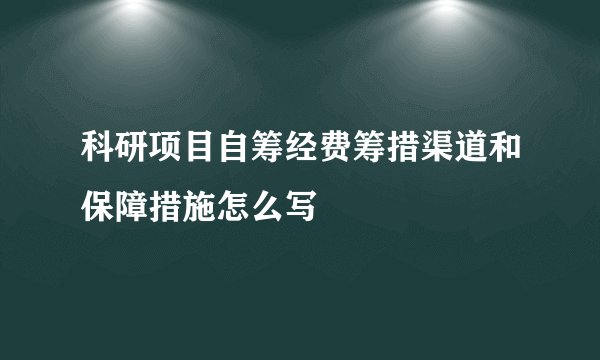 科研项目自筹经费筹措渠道和保障措施怎么写