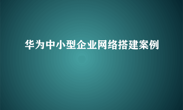 华为中小型企业网络搭建案例