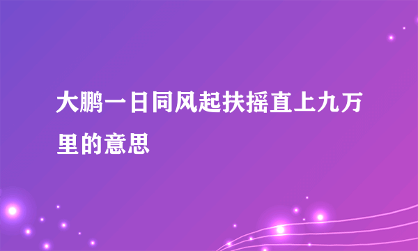 大鹏一日同风起扶摇直上九万里的意思