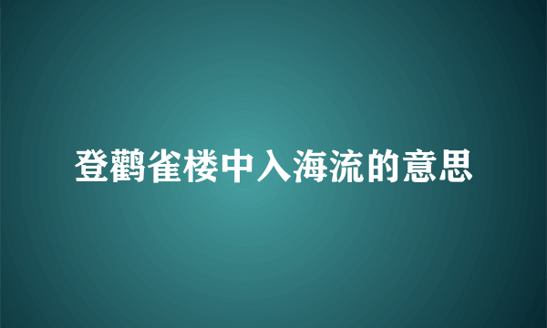登鹳雀楼中入海流的意思
