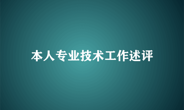 本人专业技术工作述评