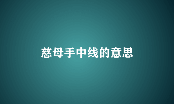 慈母手中线的意思