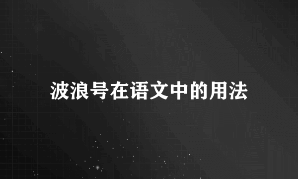 波浪号在语文中的用法