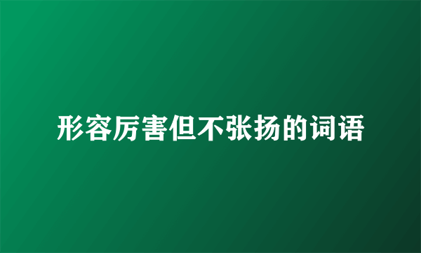 形容厉害但不张扬的词语