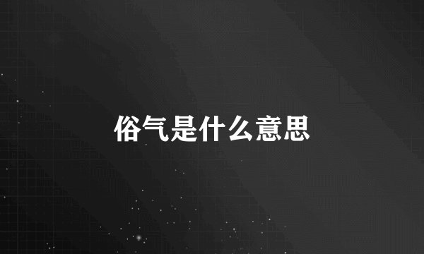 俗气是什么意思