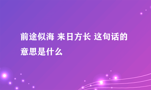 前途似海 来日方长 这句话的意思是什么