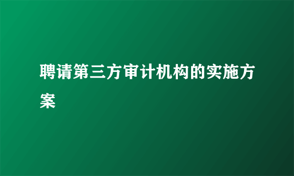 聘请第三方审计机构的实施方案