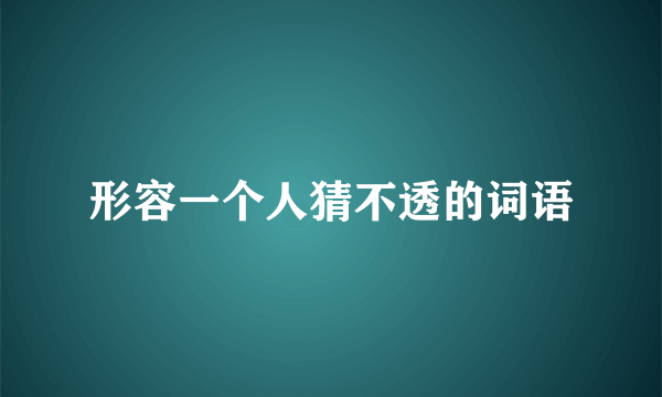 形容一个人猜不透的词语