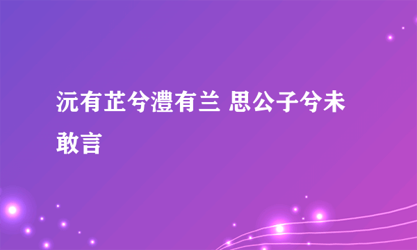 沅有芷兮澧有兰 思公子兮未敢言