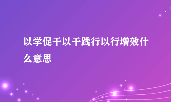 以学促干以干践行以行增效什么意思