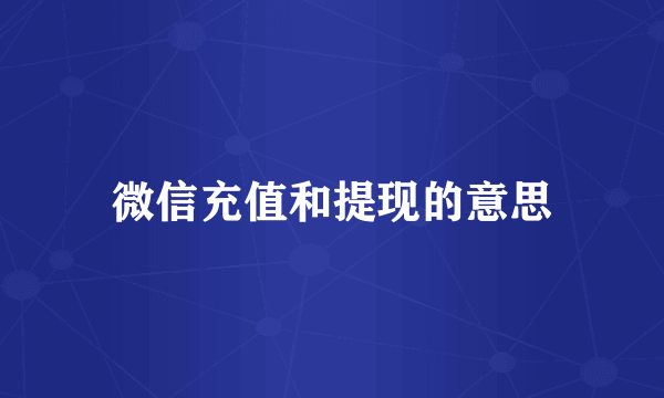 微信充值和提现的意思
