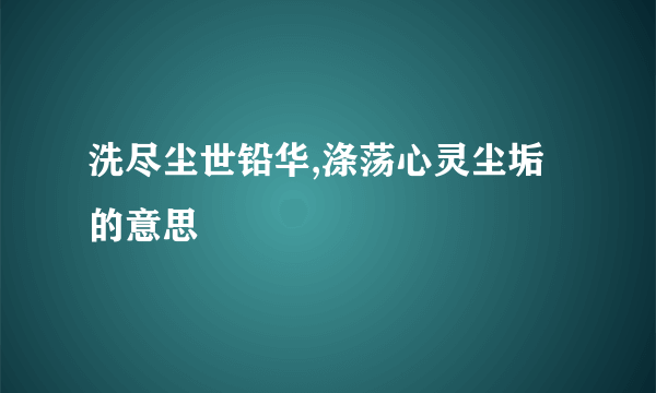 洗尽尘世铅华,涤荡心灵尘垢的意思