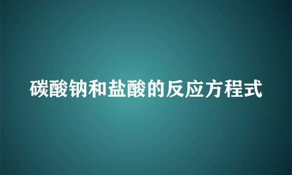 碳酸钠和盐酸的反应方程式