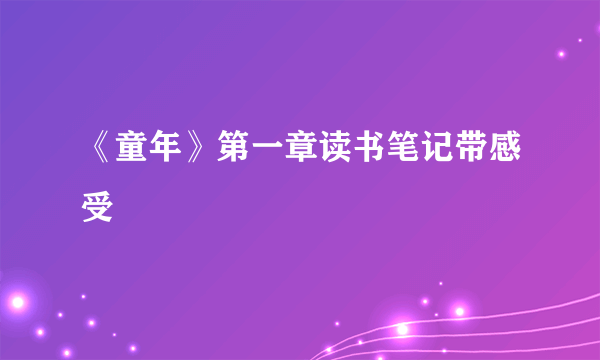 《童年》第一章读书笔记带感受