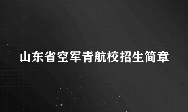 山东省空军青航校招生简章