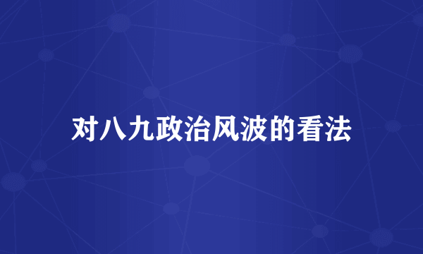 对八九政治风波的看法