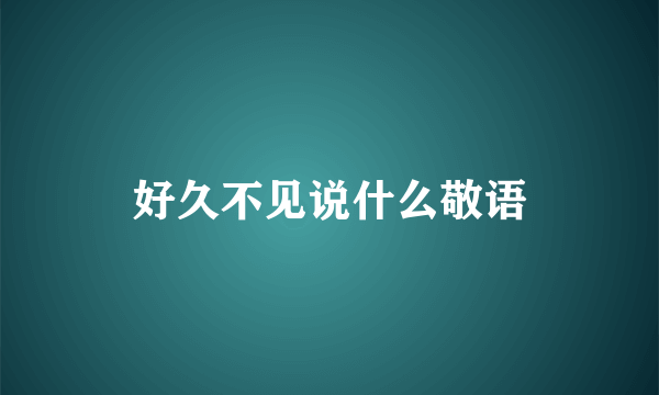 好久不见说什么敬语