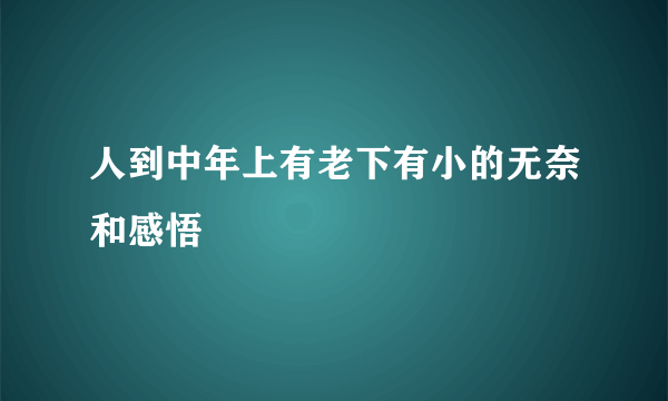 人到中年上有老下有小的无奈和感悟