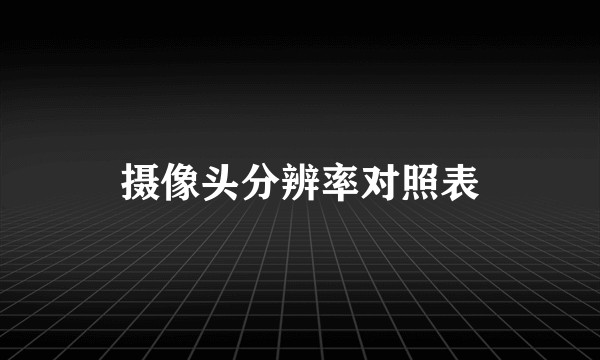 摄像头分辨率对照表