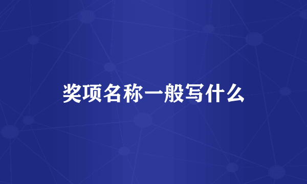 奖项名称一般写什么