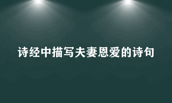 诗经中描写夫妻恩爱的诗句