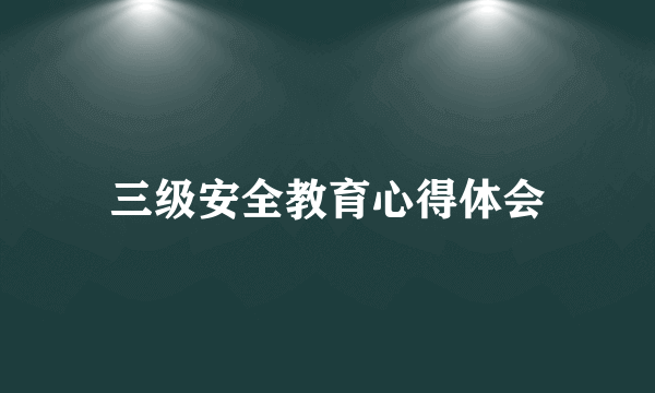 三级安全教育心得体会